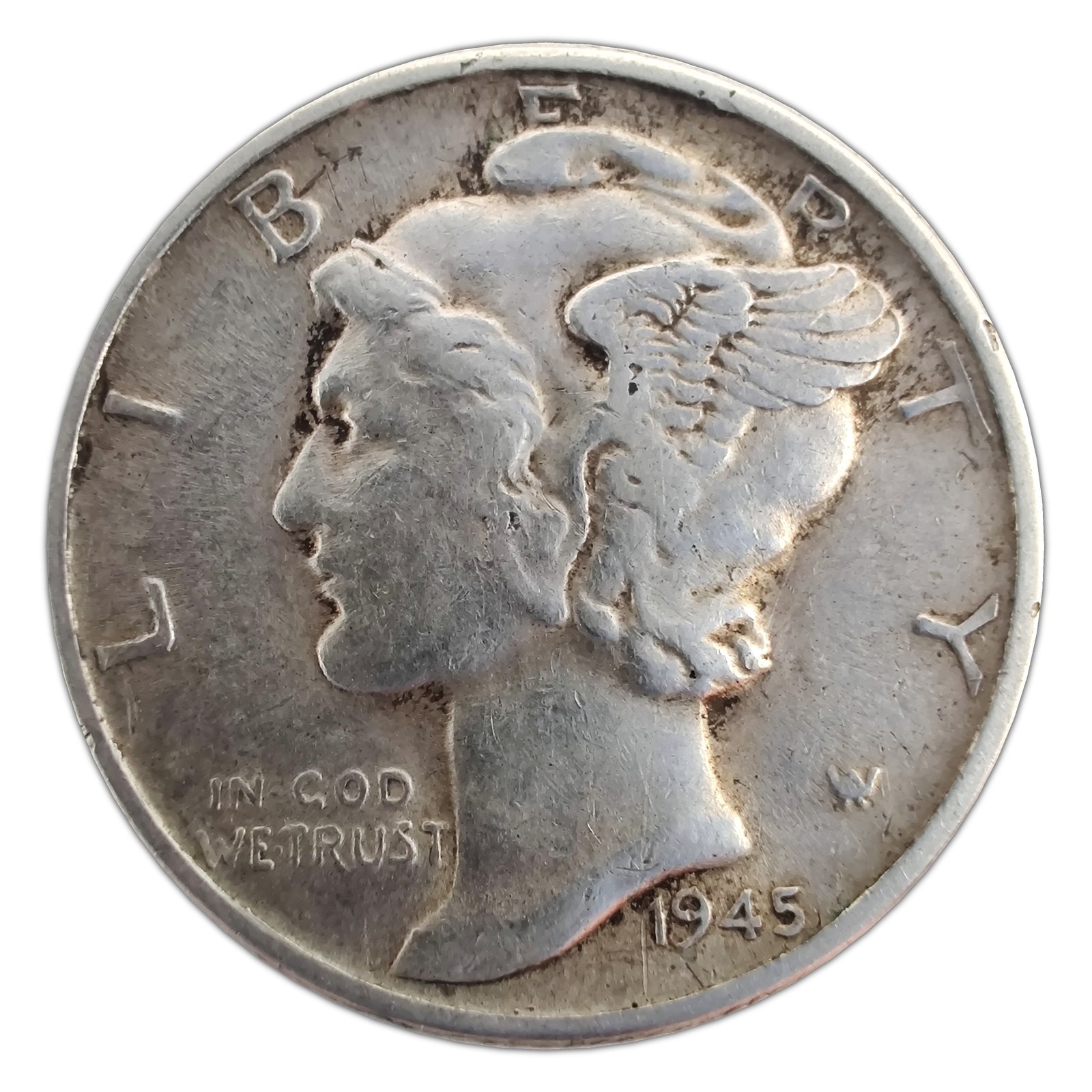 1945-D Mercury Dime VF Very Fine 90% Silver