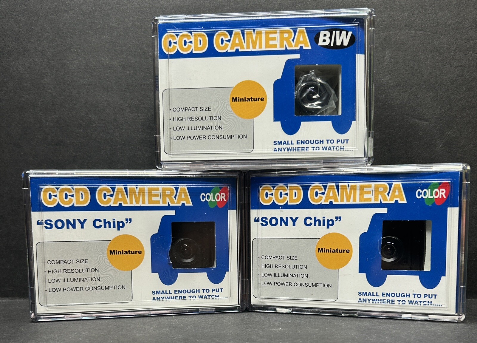 3 Clover Electronics CCM630(P) Ultra Mini (2) Color Camera  (1) BW Pinhole Lens