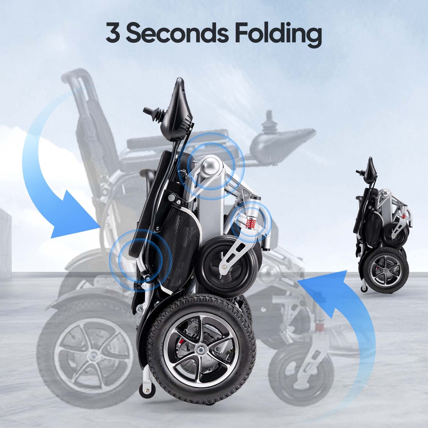 Folding Electric Wheelchair Power Wheelchairs Mobility Scooter Lightweight Adult