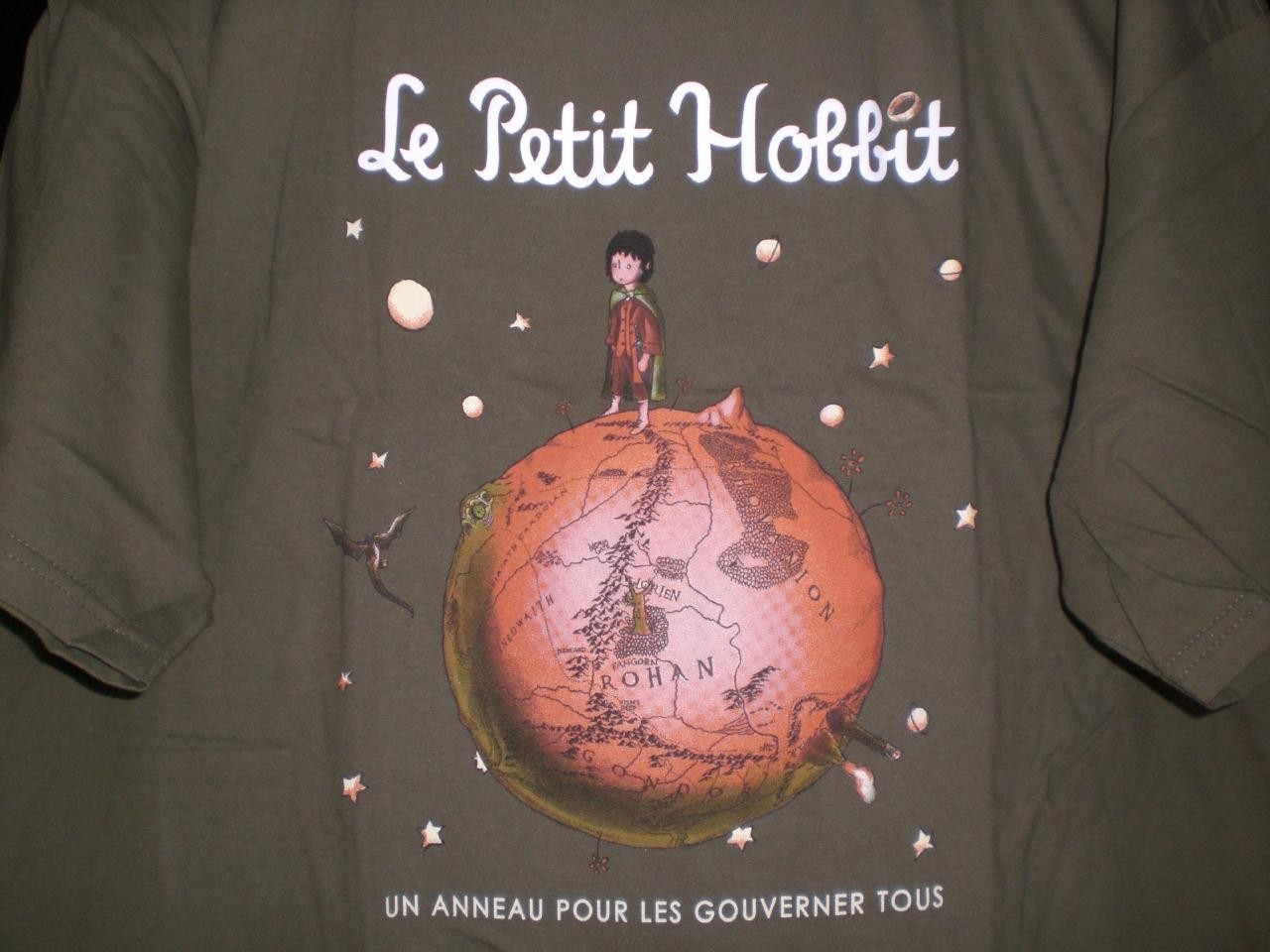 TeeFury Hobbit LARGE "Le Petit Hobbit" Frodo Little Prince Mash Up ARMY GREEN