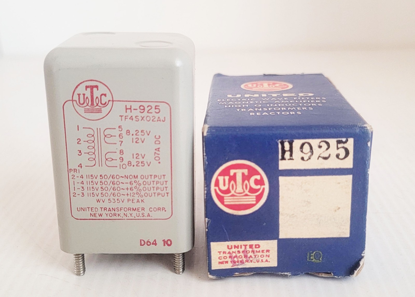 New Old Stock In Original Box Vintage UTC H-925 Transistor Supply Transformer