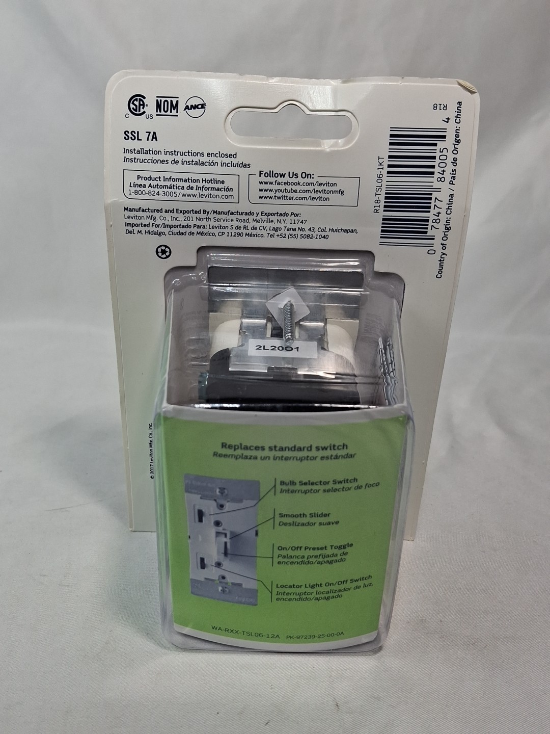 LEVITON TSL06-1KT Toggle Dimmer with Slider Switch Light Almond