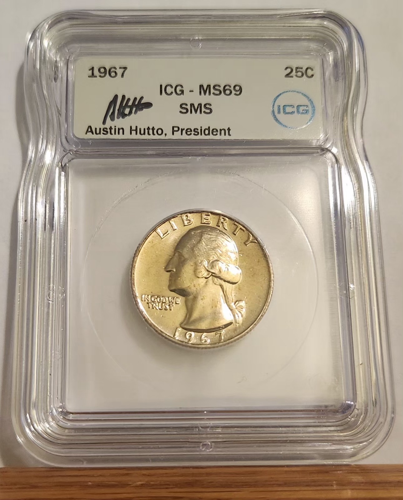1967 MS 69 SMS Washington Quarter Special Mint Set 25c - ICG AUSTIN HUTTO SIGNED