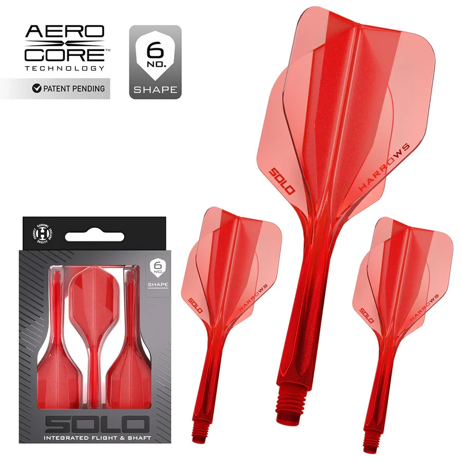 RED MEDIUM HARROWS SOLO  NO6  1 PIECE MOLDED SHAFT & FLIGHT SYSTEM