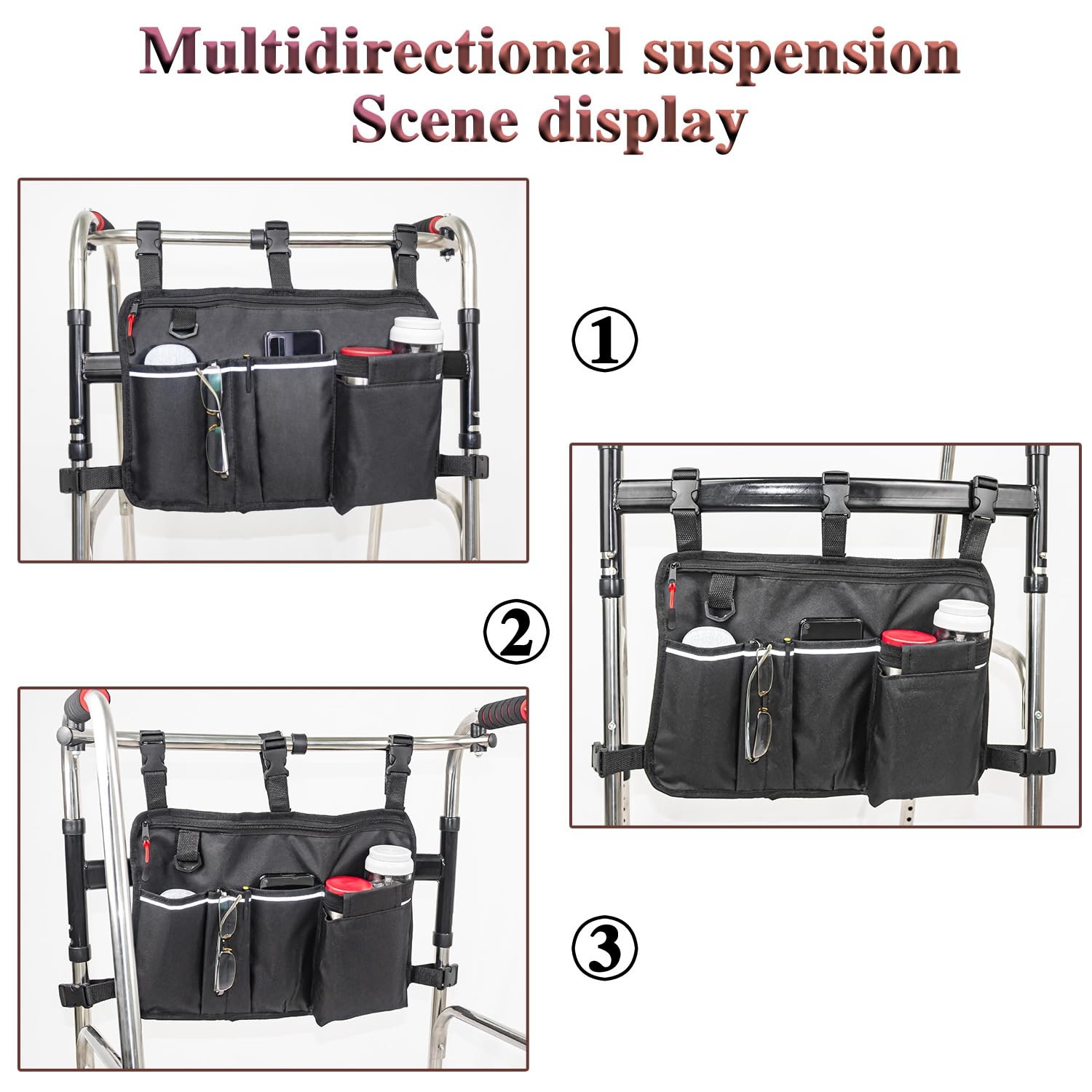 Large Walker Bag with Water Cup Holder,Walker Basket ,Foldable Walker Storage...