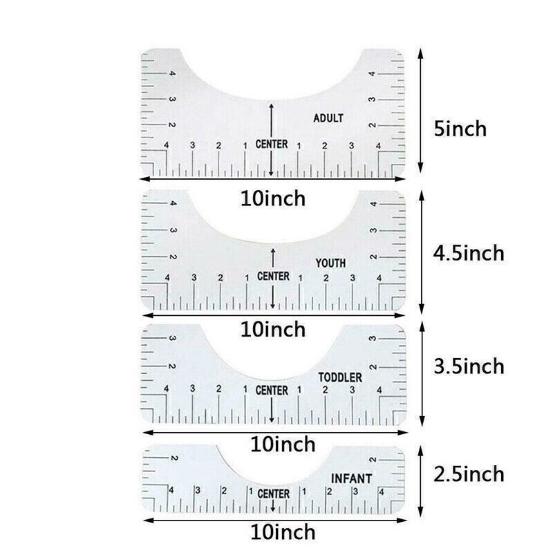 4PCS T-Shirt Ruler Guide Centering HTV Alignment Tool for Cricut vinyl Decals