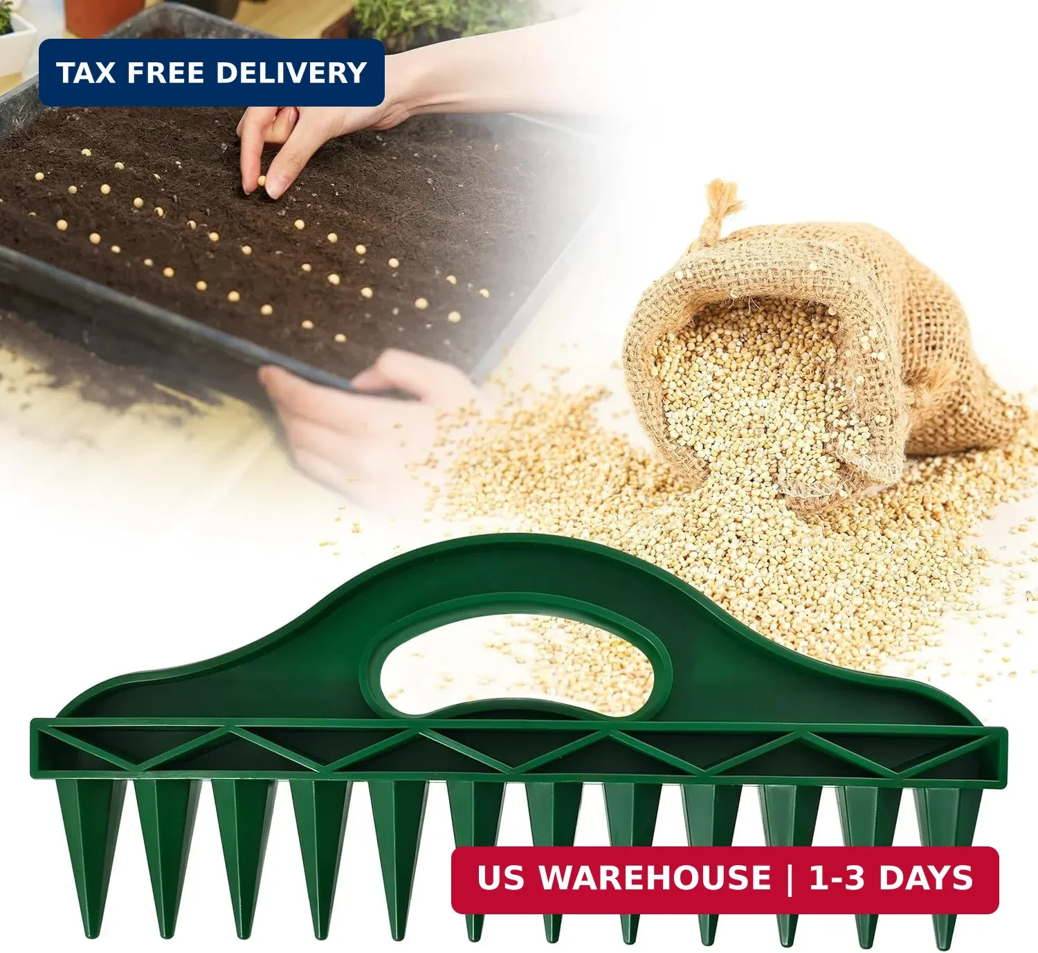The Row Seeder - Handheld Garden Tool for Precise Seed & Seedling Spacing in Row
