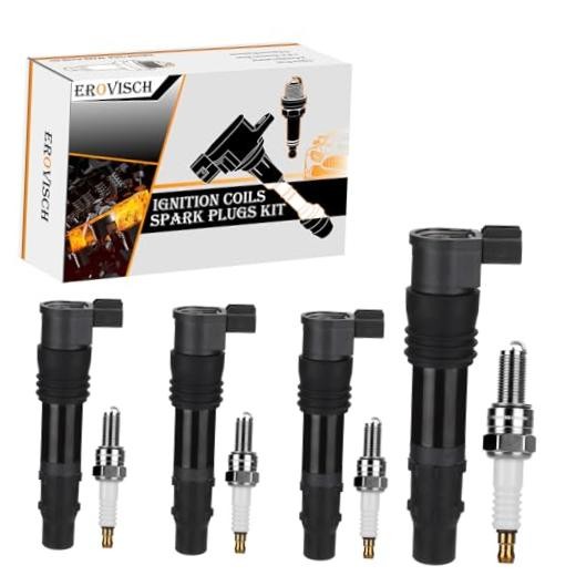 Pack 4 F6T547 OEM Ignition Coil & Spark Plug - F6T547 & Spark Plugs Set of 4