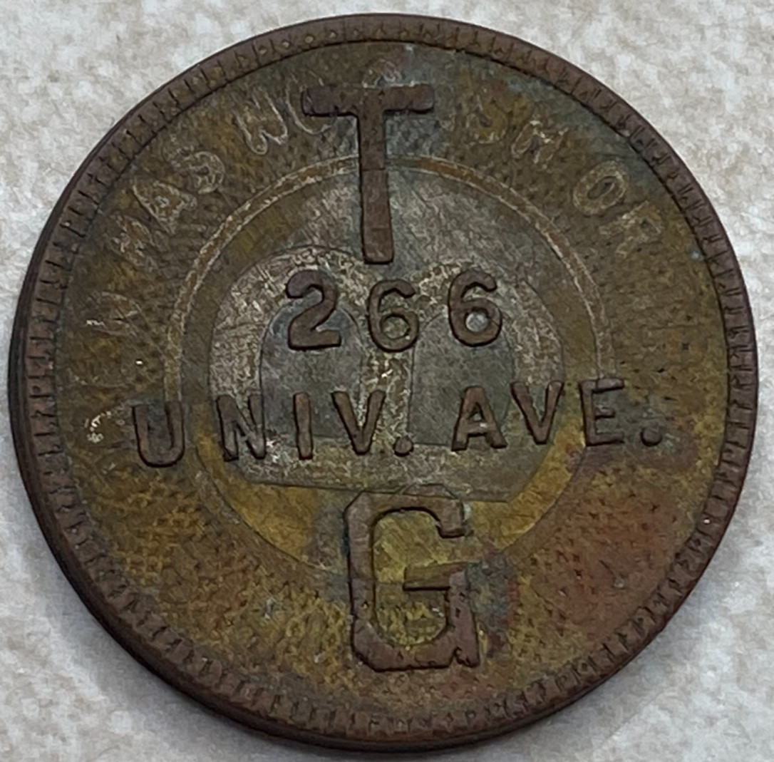 T G 266 Univ. Ave TG overstruck St Paul Minnesota MN amusement Token T2948