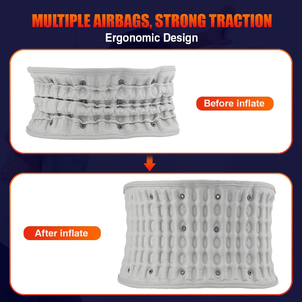 Red Light Heating Decompression Back Belt Massage Pain Relief Lower Back Lumbar