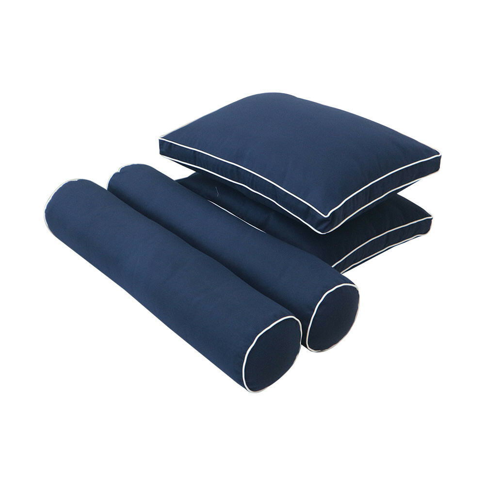 |SLIPCOVER ONLY| S1 Outdoor Bolster Back Pillow Covers Contrast Trim Queen AD101
