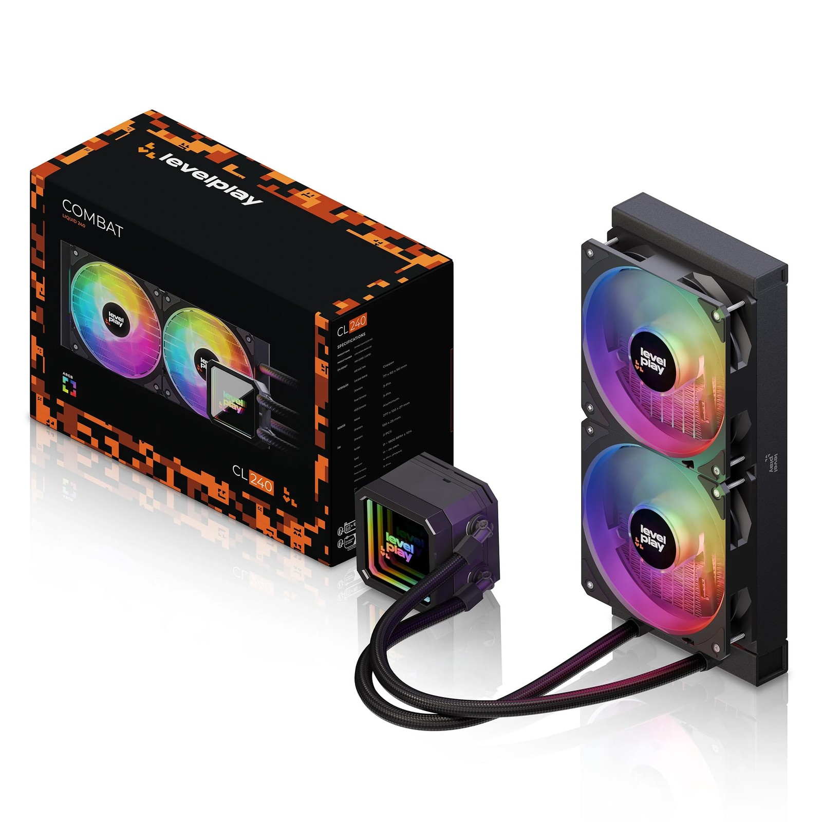 Level Play Combat Cl240 Aio Liquid Tdp 280W Argb Infinity Mirror Pump