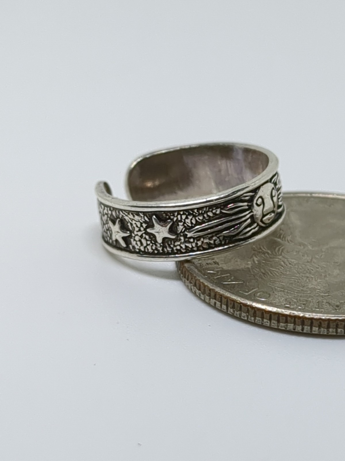 Sterling Silver 925 Sun Stars Toe Ring Size 3