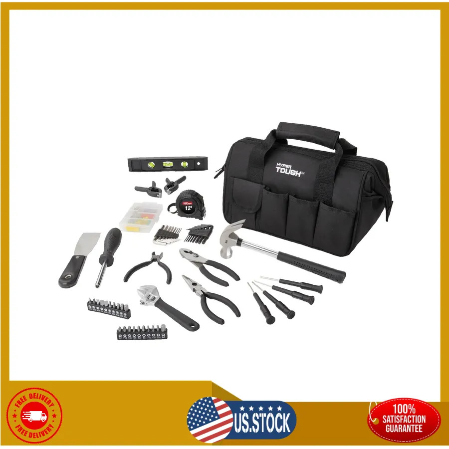 Hyper Tough 89-Piece Household Tool Set with 12-Pocket Storage Bag