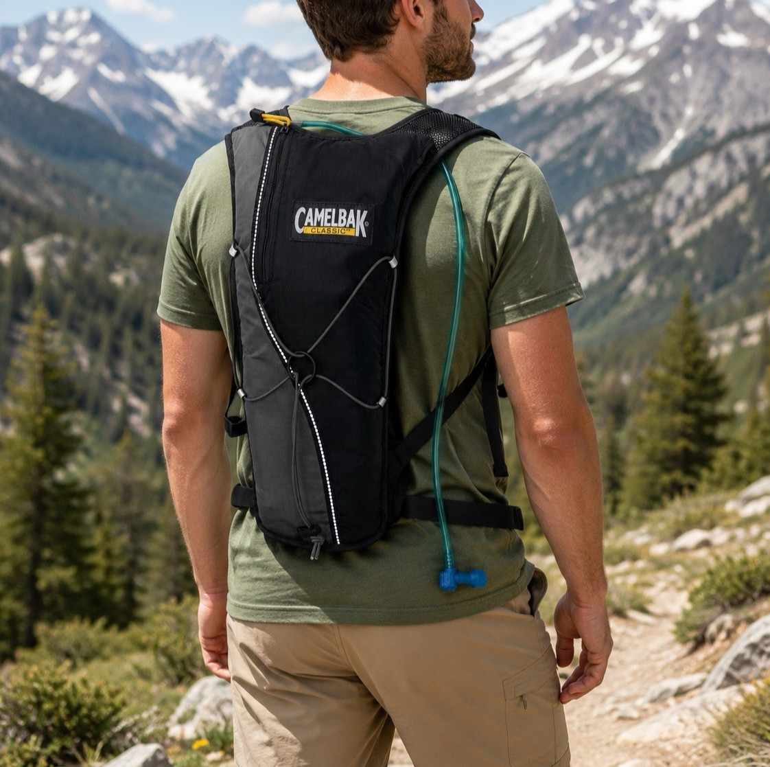 Camelback Classic Hydroback Hydration Hiking Backpack 70 oz Capacity Gray Blk