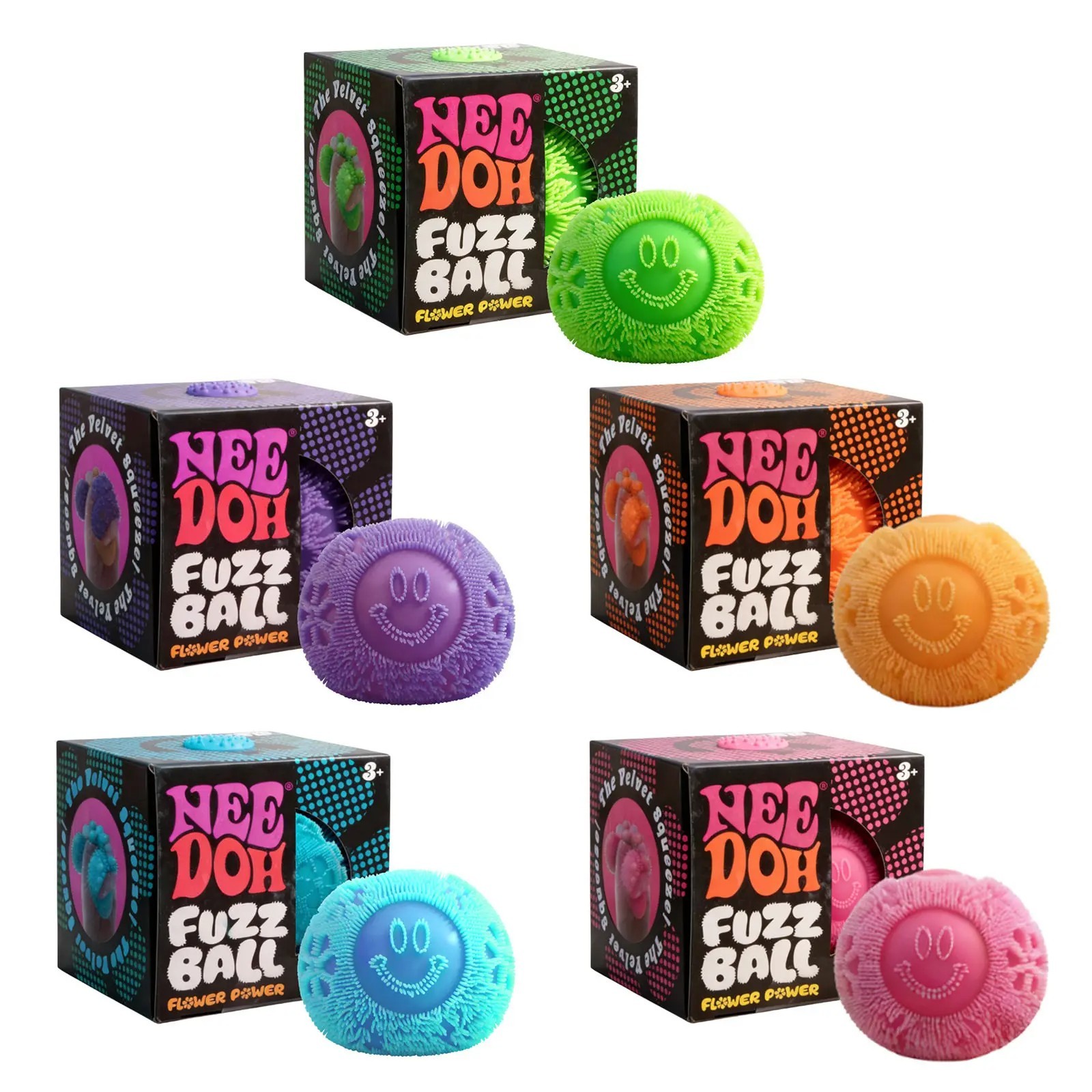 NeeDoh Fuzz Fidget Toy Set – Wonder Waves Fuzz Ball & Jellyfish Squishy