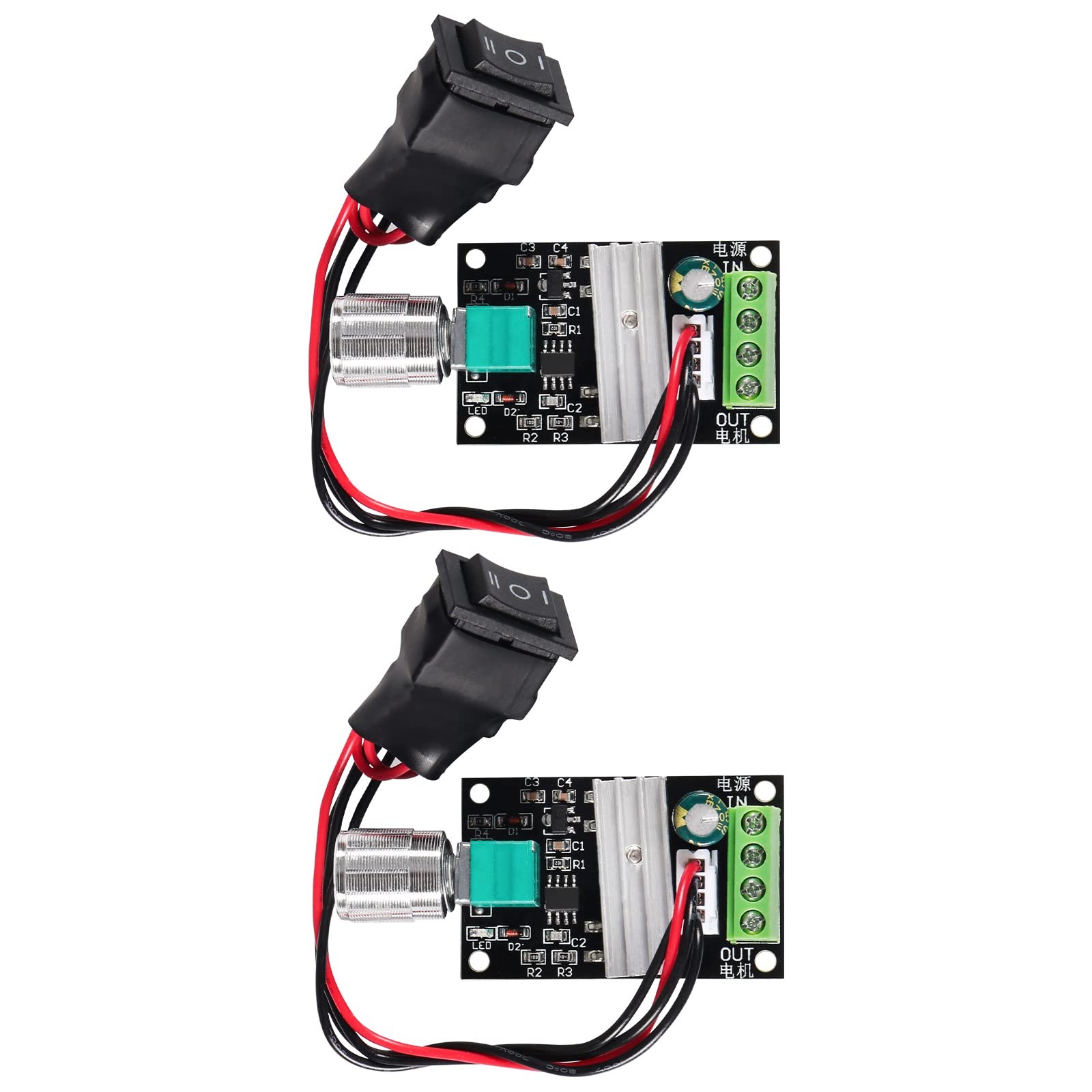 2 PCS 6V-28V 3A 80W DC Motor Speed Controller Adjustable PWM Reversible