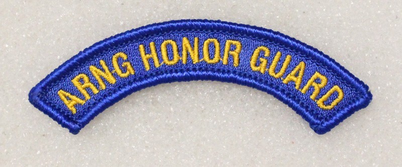 Army Patch 4907 - "ARNG HONOR GUARD" tab - yellow on blue w/merrowed edge
