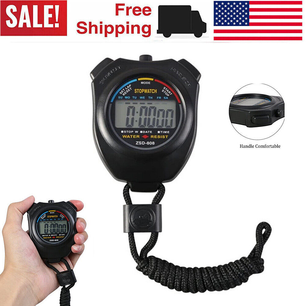Digital Sports Stopwatch Timer LCD Display Counter Stop Watch for Training US