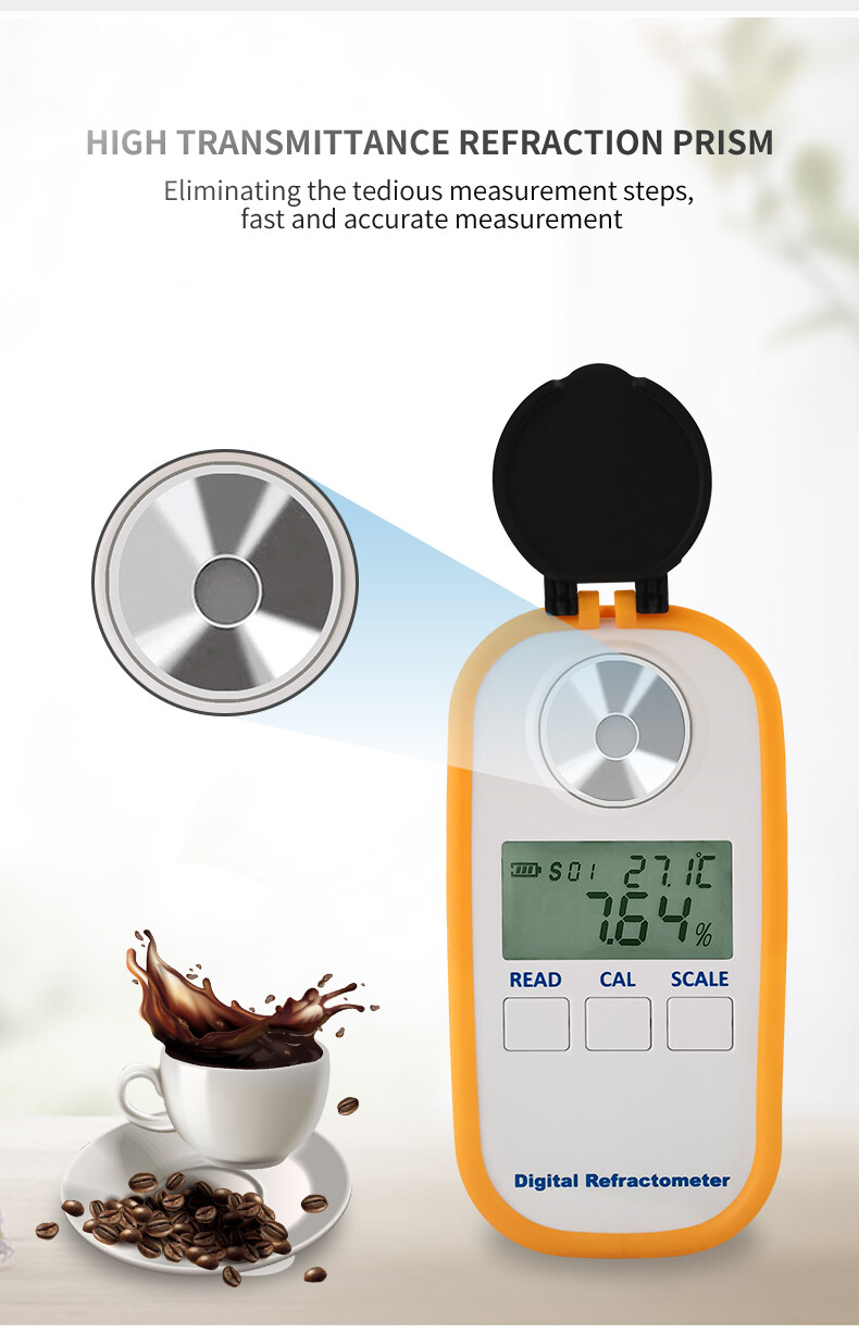 2-in-1 Auto Refractometer Coffee Hydrometer Brix TDS Concentration Meter Tester