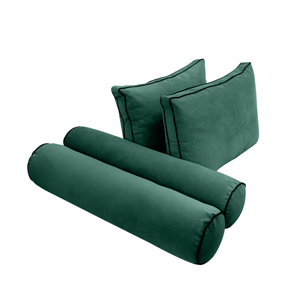 STYLE V1 Twin Velvet ContrastPipe Indoor Daybed Bolster Pillow |COVER ONLY|AD317