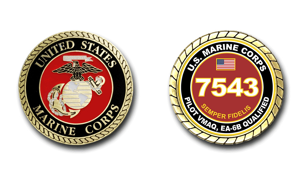 7543 Pilot VMAQ, EA-6B Qualified US Marine Corps  MOS Challenge Coin