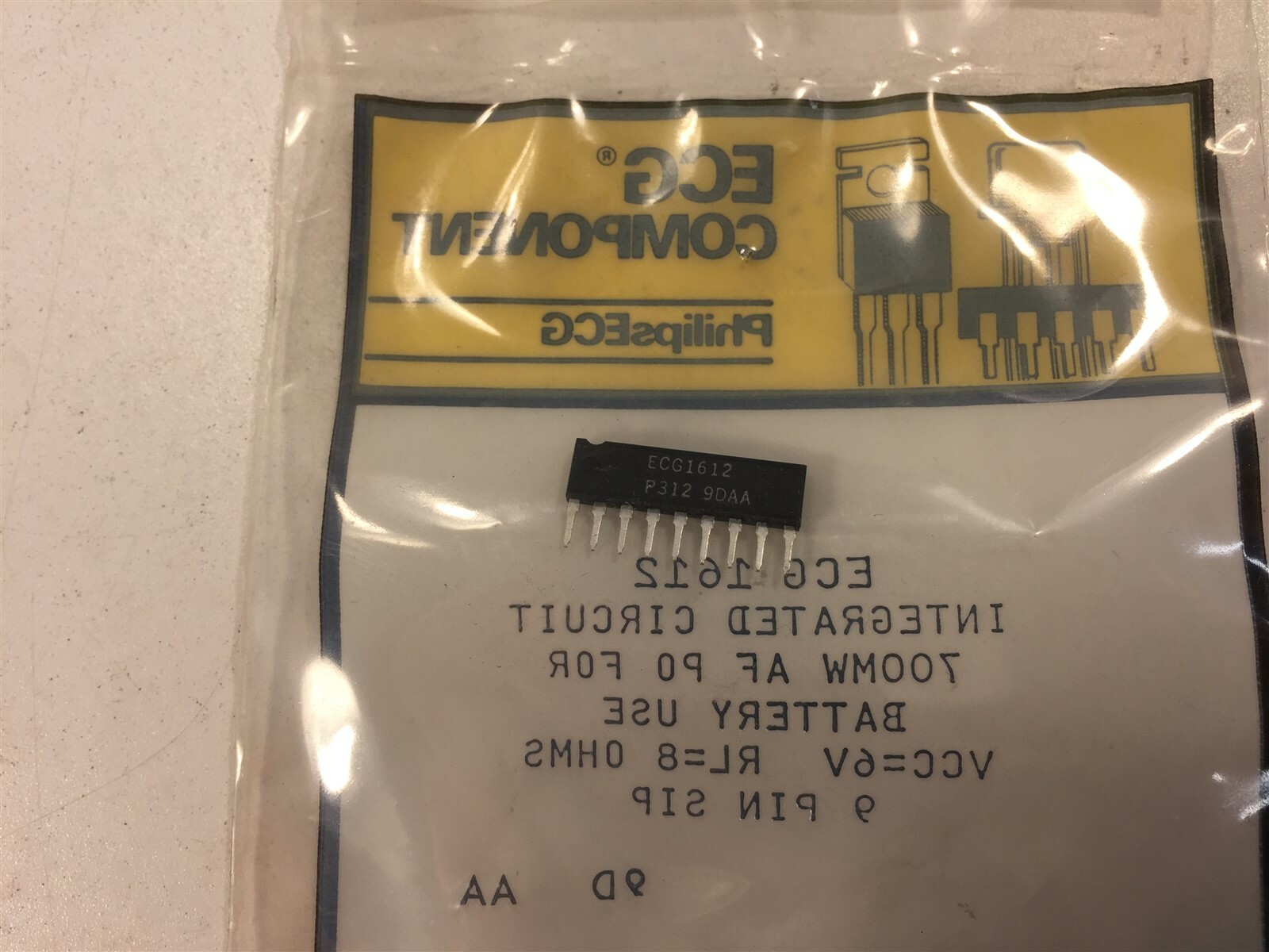 (3) NTE/ECG NTE1612 Integrated Circuit AF PO, 0.7W for Battery Use - Lot of 3