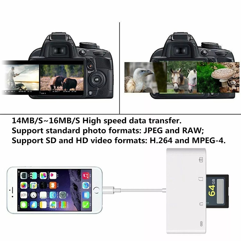 USB Card Reader Adapter USB Micro SD Memory Slot Compatible W/ iPhone iPad iPod