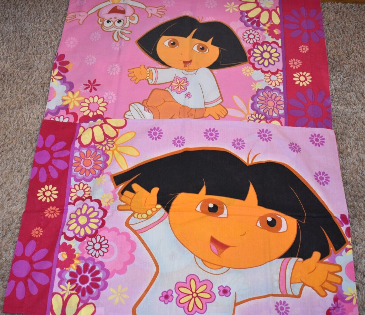 j9 !WOW! 1 Vintage DORA the EXPLORER Floral Reversible Pillow Case