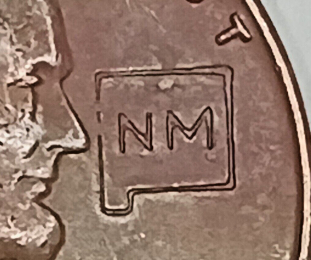 1964 Penny has Graffite NM inside the outline of New Mexico State FREE Shipping