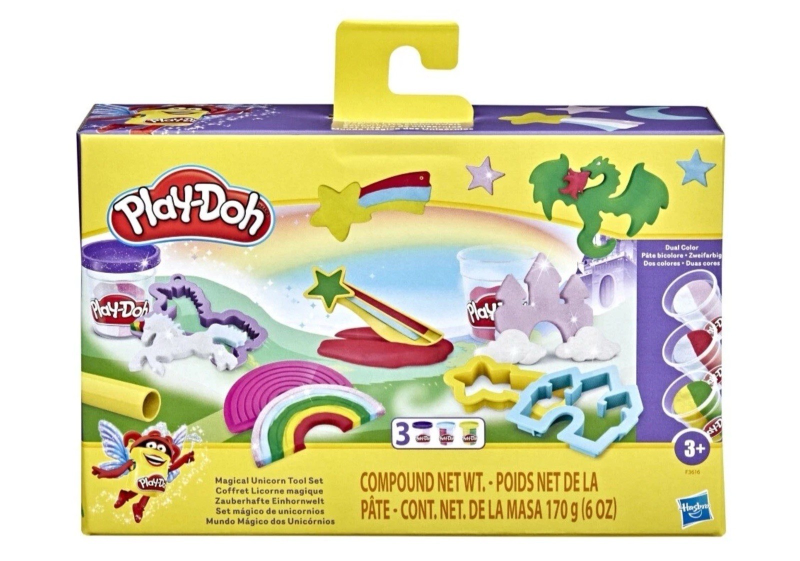 Play-Doh Magical UNICORN TOOL SET, 13 Piece Set, Includes 3 Dual Color Dohs, NEW