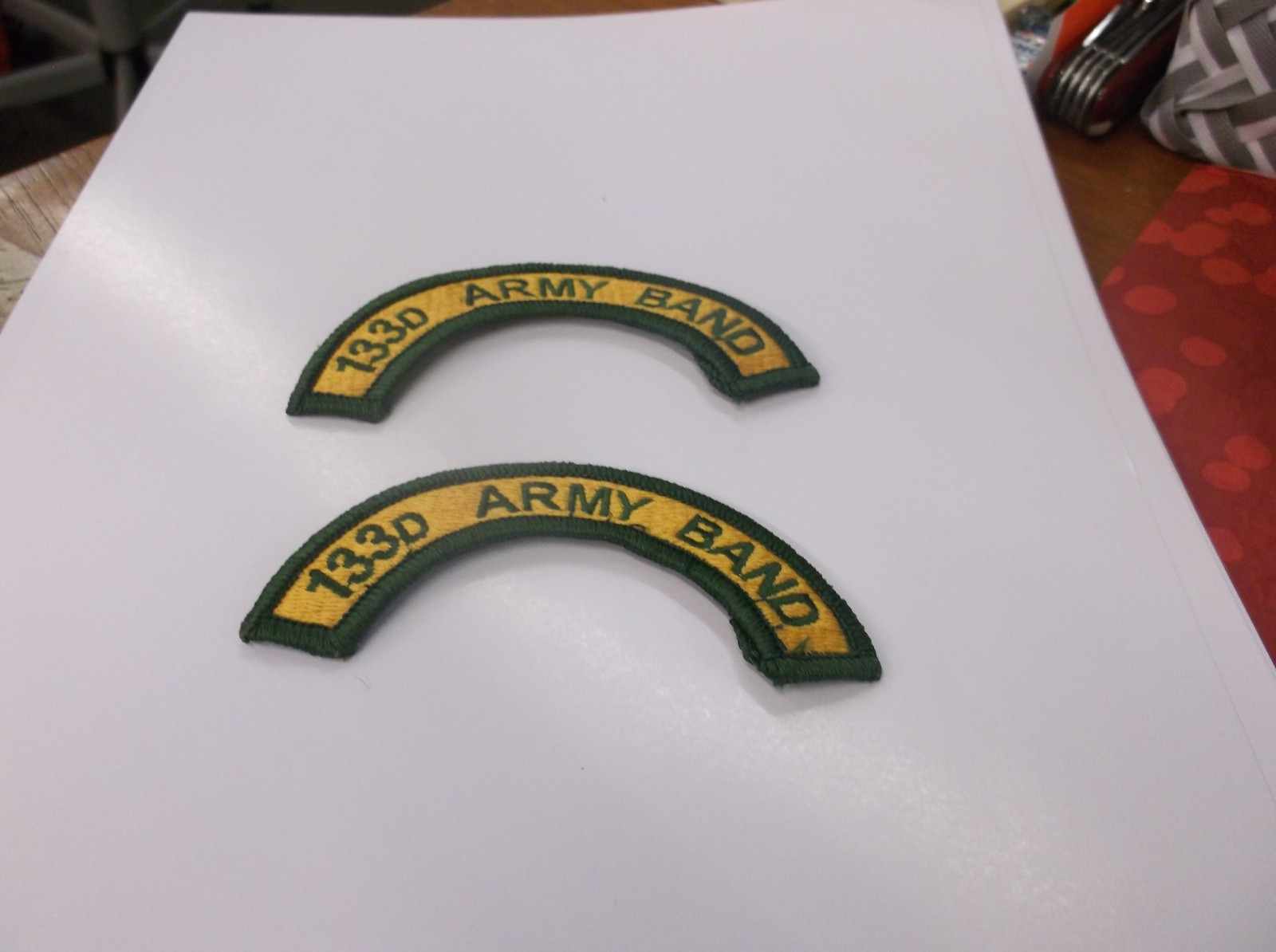 NEW!! PAIR US ARMY 133d ARMY BAND PATCH TABS