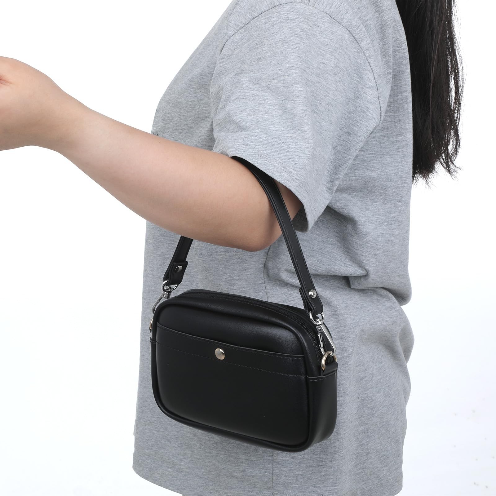2PCS Black Purses Leather Replacement Handles Straps, Black Leather Purse Str...