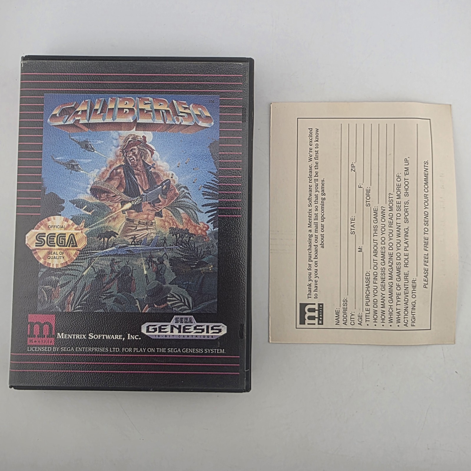 Caliber 50 Case (SEGA Genesis) Authentic BOX + Registration Card ONLY