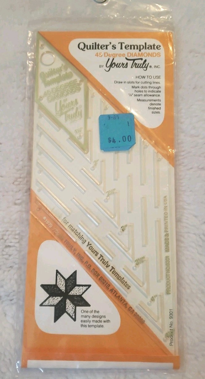 Quilter's Template 45 Degree Diamonds by Yours Truly, Inc. MADE IN THE USA