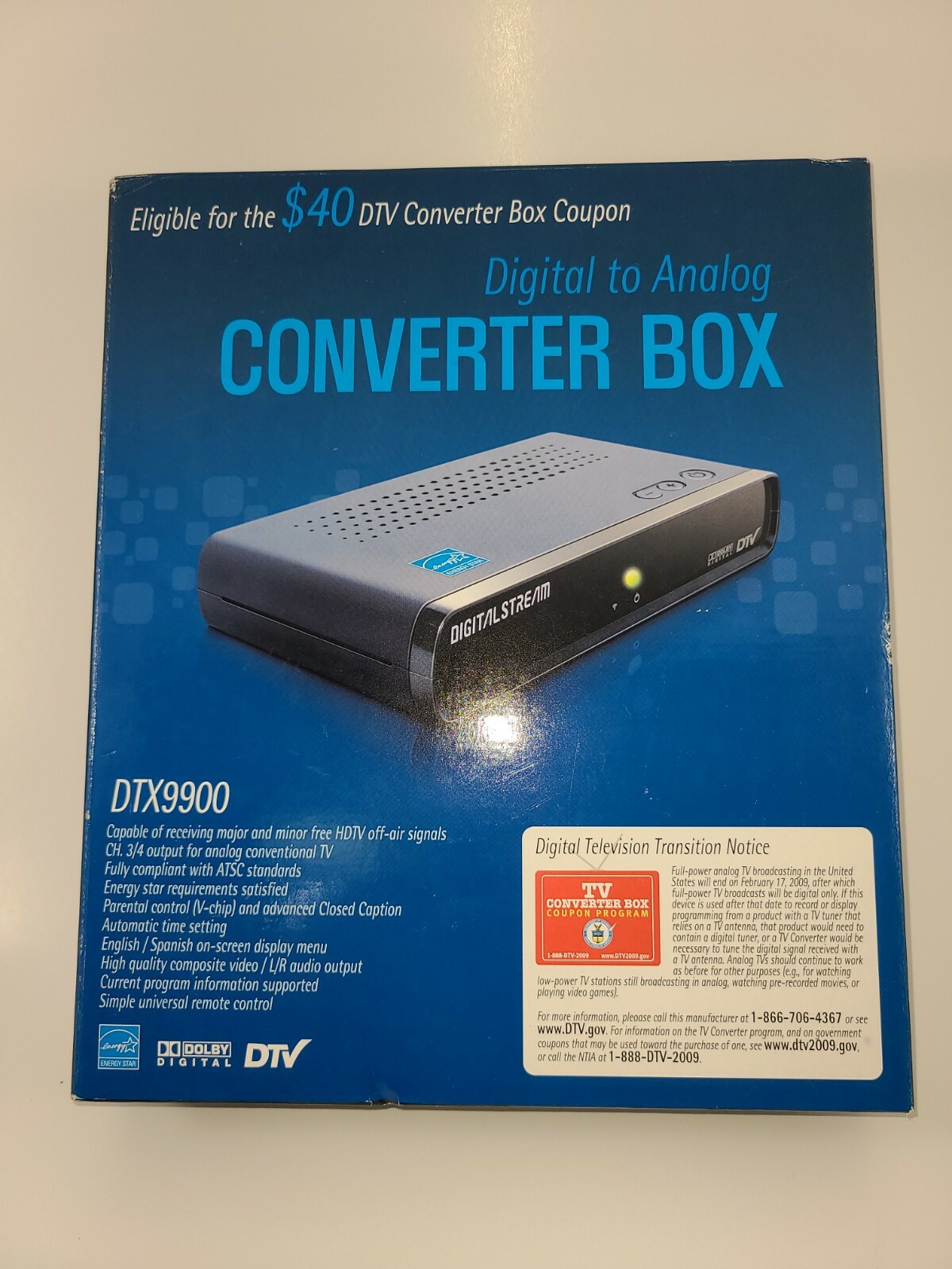 Digital Stream DTX9900 Digital-to-Analog DTV Tuner Converter Box READ DESCRIPTIO