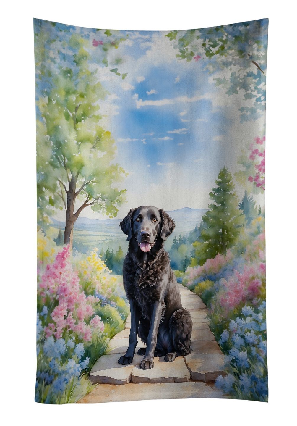 Curly-Coated Retriever Spring Path Kitchen Towel Dish Cloths Guest Hand Towel