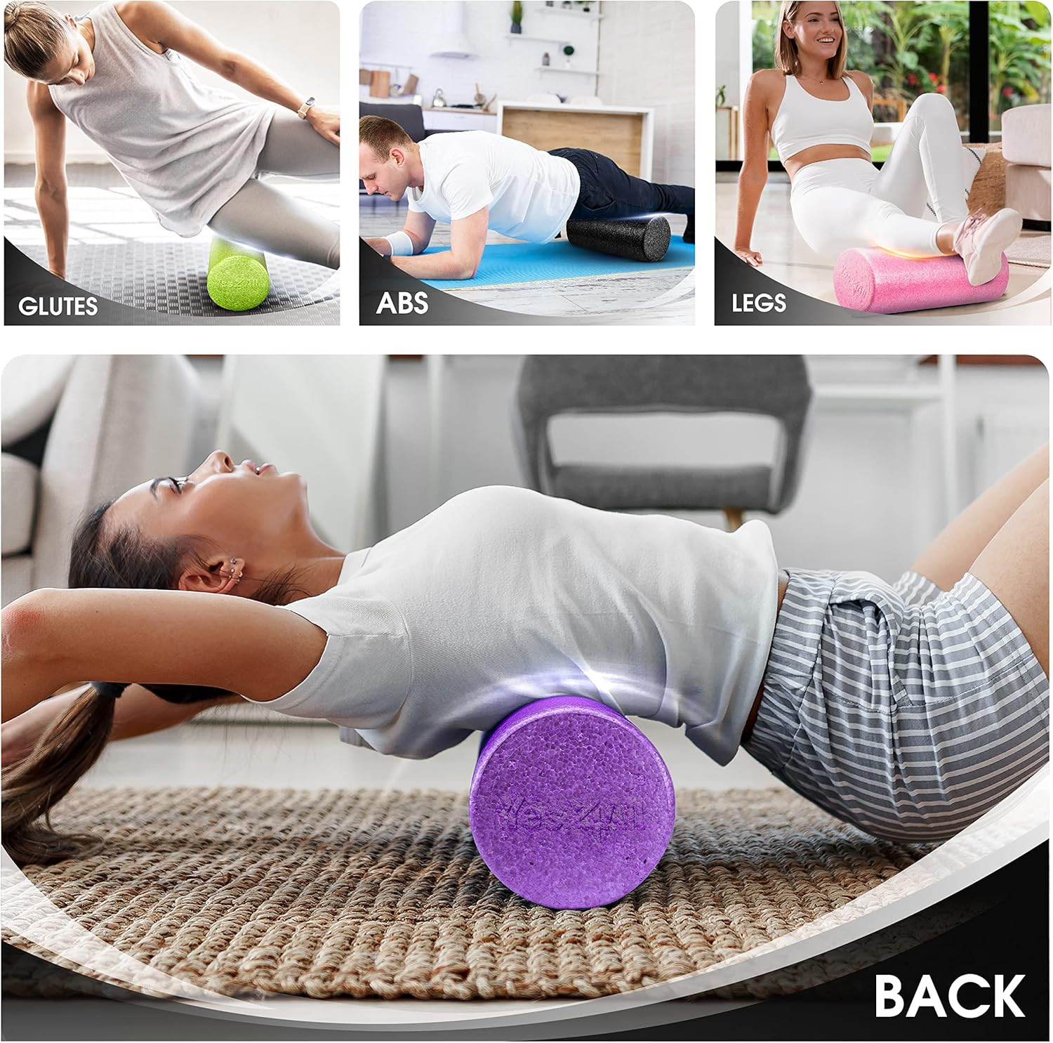 High-Density EPP round Back Roller Foam, Exercise Foam Roller for Yoga, Pilates