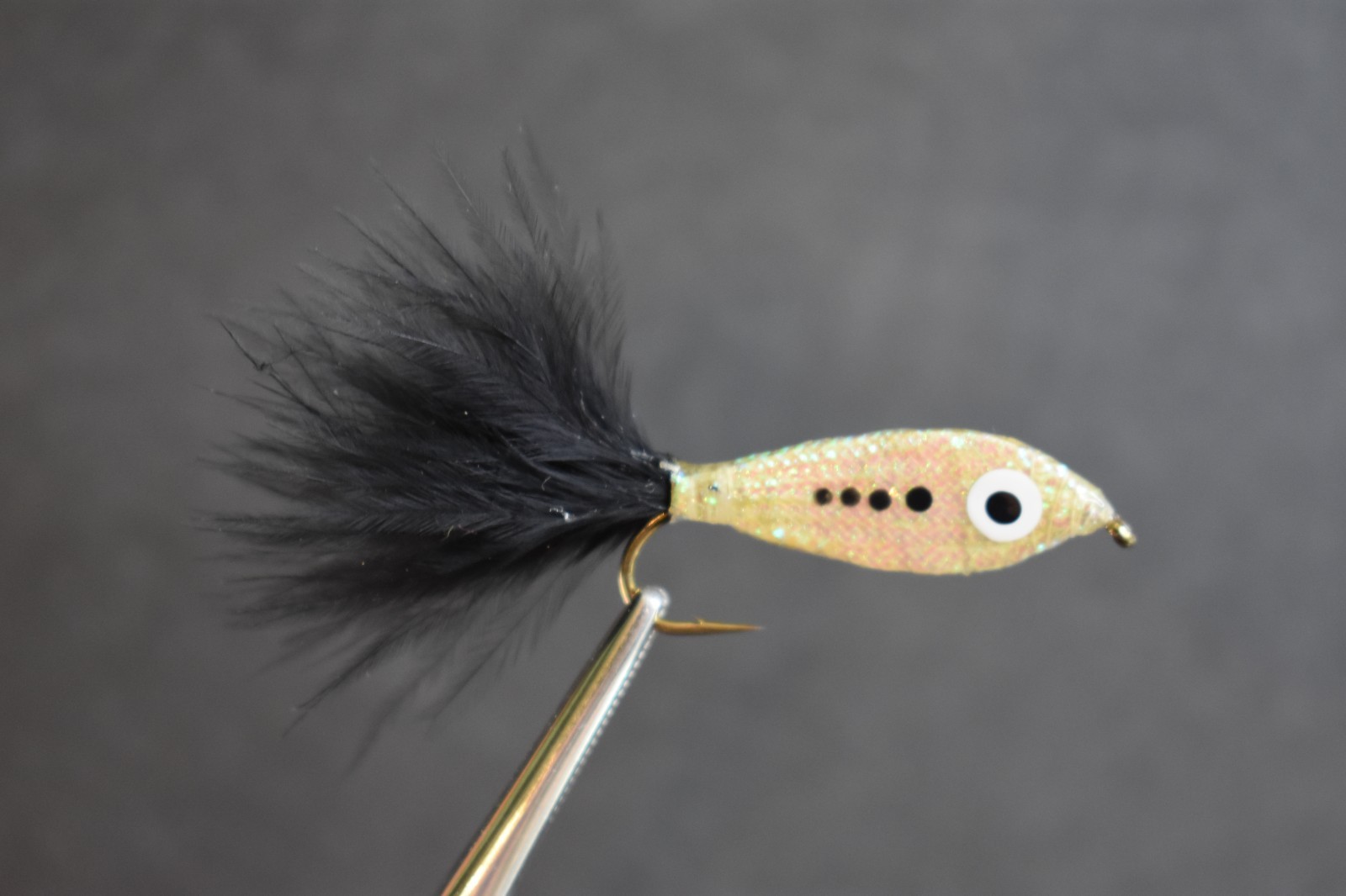 Black & Pearl  w/ Spots EPOXY MINNOW Nymph Fishing Flies 1 Fly, U Choose