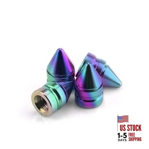 Car Tire Valve Caps, 4 Pieces of Universal Aluminum Alloy Tire Trim Colorful