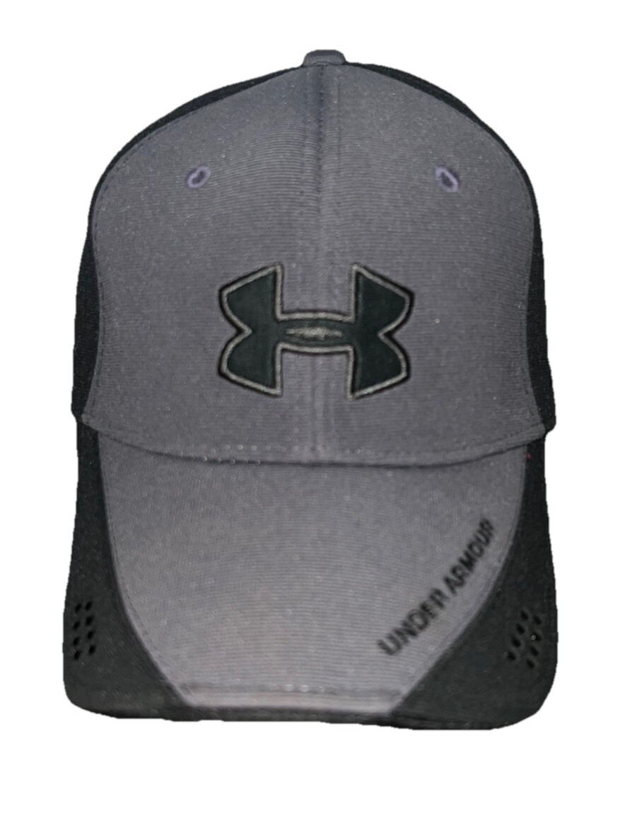 Vintage Under Armour UA Sports Gray/ Black Golf Fitted Cap Hat Size - L