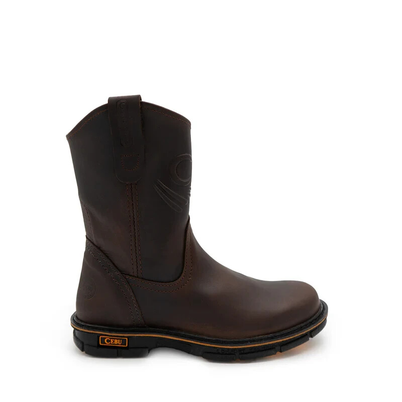 CEBU Max Steel Toe Work Boots Mens Crazy/Cafe Leather Pull-on Dual-Density Sole
