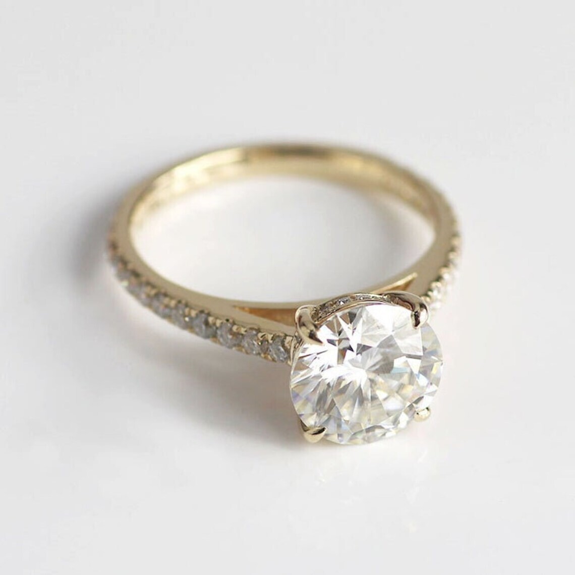 3.10 Ct Round Cut Diamond Lab-Created Engagement Ring 14K Yellow Gold Over