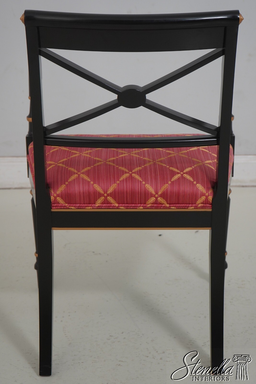 68782: KINDEL Regency Style Black Lacquer Armchair