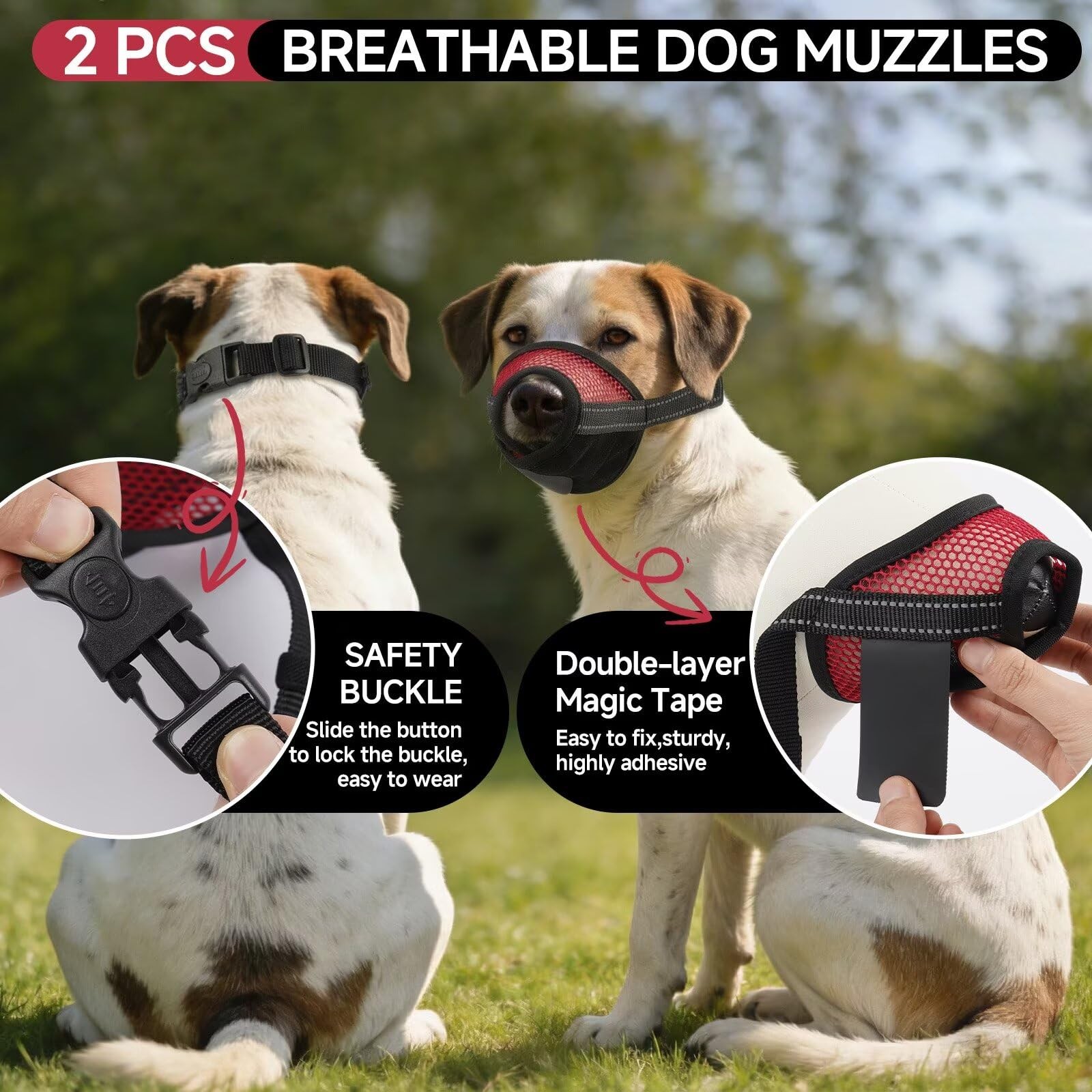 Dog Muzzle,2 Pack Soft Mesh Muzzle for Small Medium Large Dogs for Scavenging...