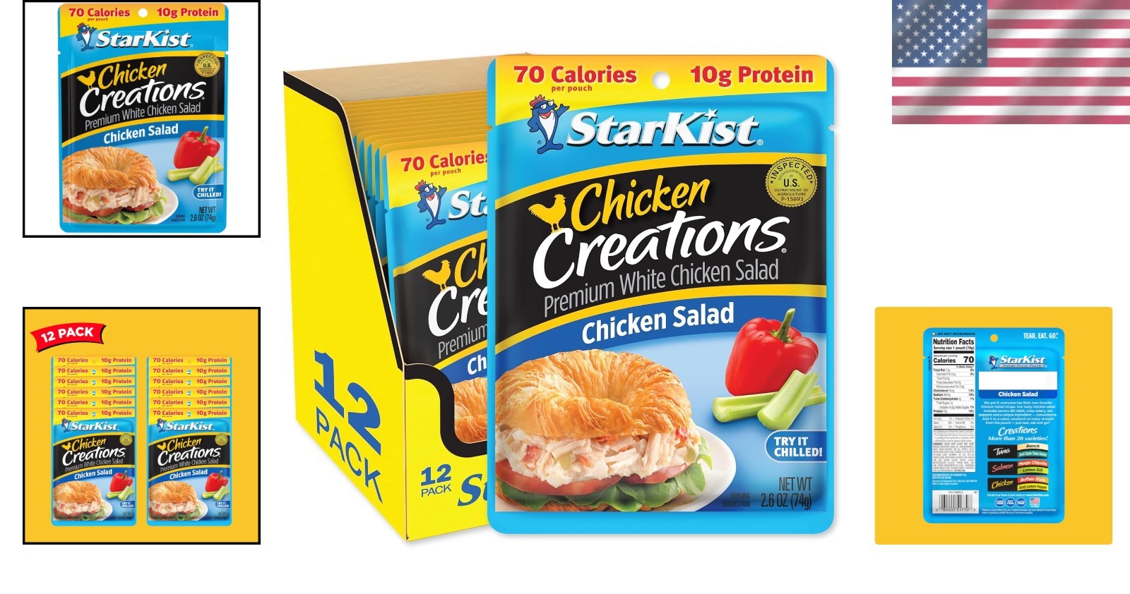 Convenient Chicken Salad Pouches - 2.6 oz, 12 Pack