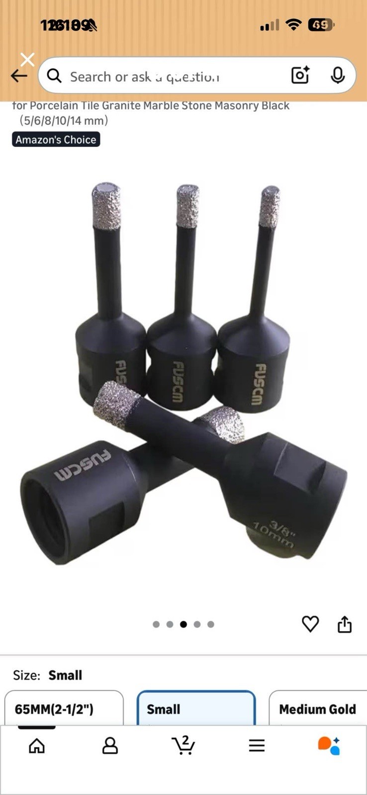 FUSCM Vacuum Brazed Diamond Dry Core Drill Bit Set 5pc w/ Case 2-1/2in