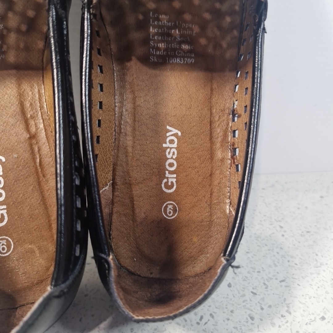 Grosby Women’s Size 9 Black Leana Flat Loafer Casual Basic Shoes Leather Comfort