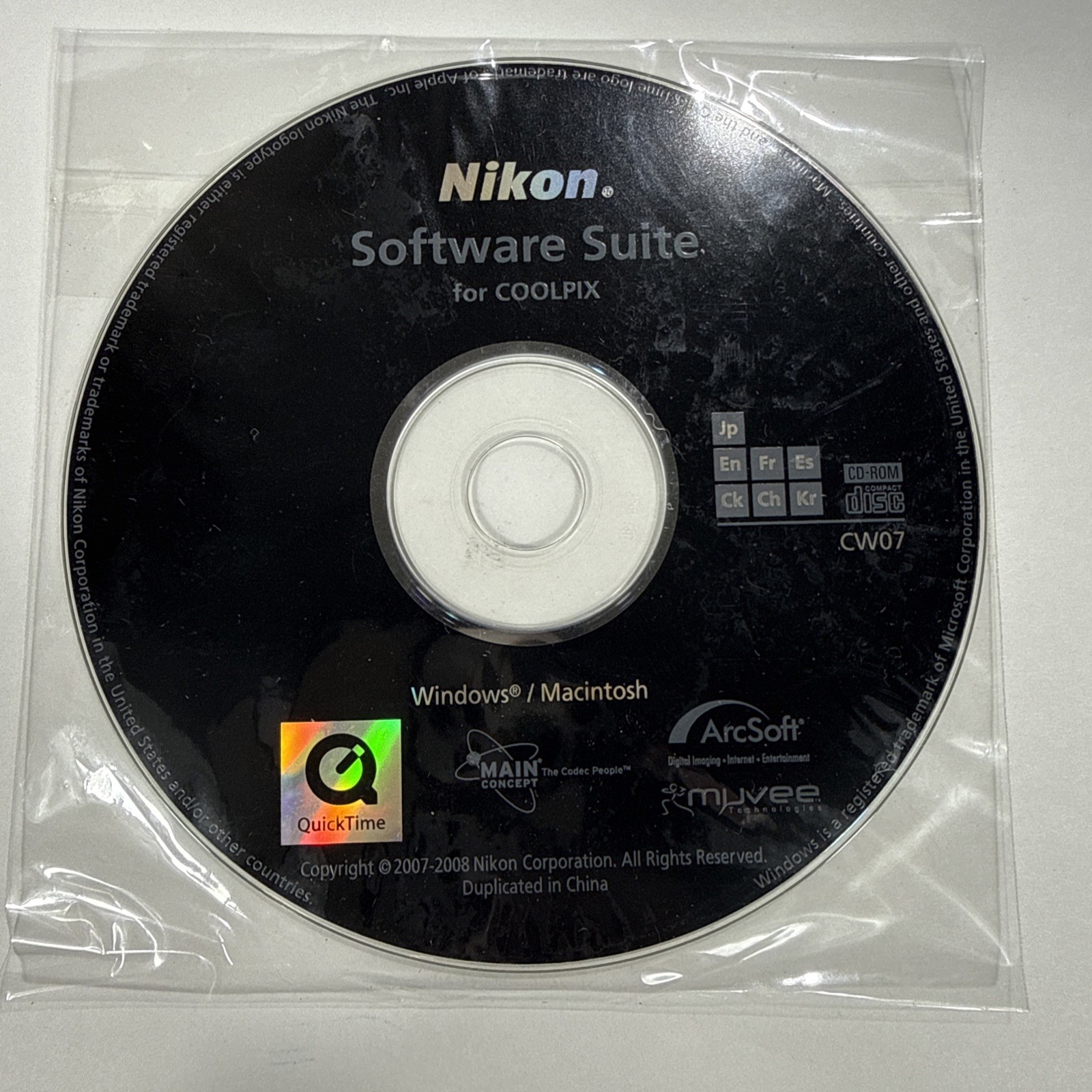 Nikon Software Suite for Coolpix  CD-ROM for Windows and Mac CW07 ArcSoft