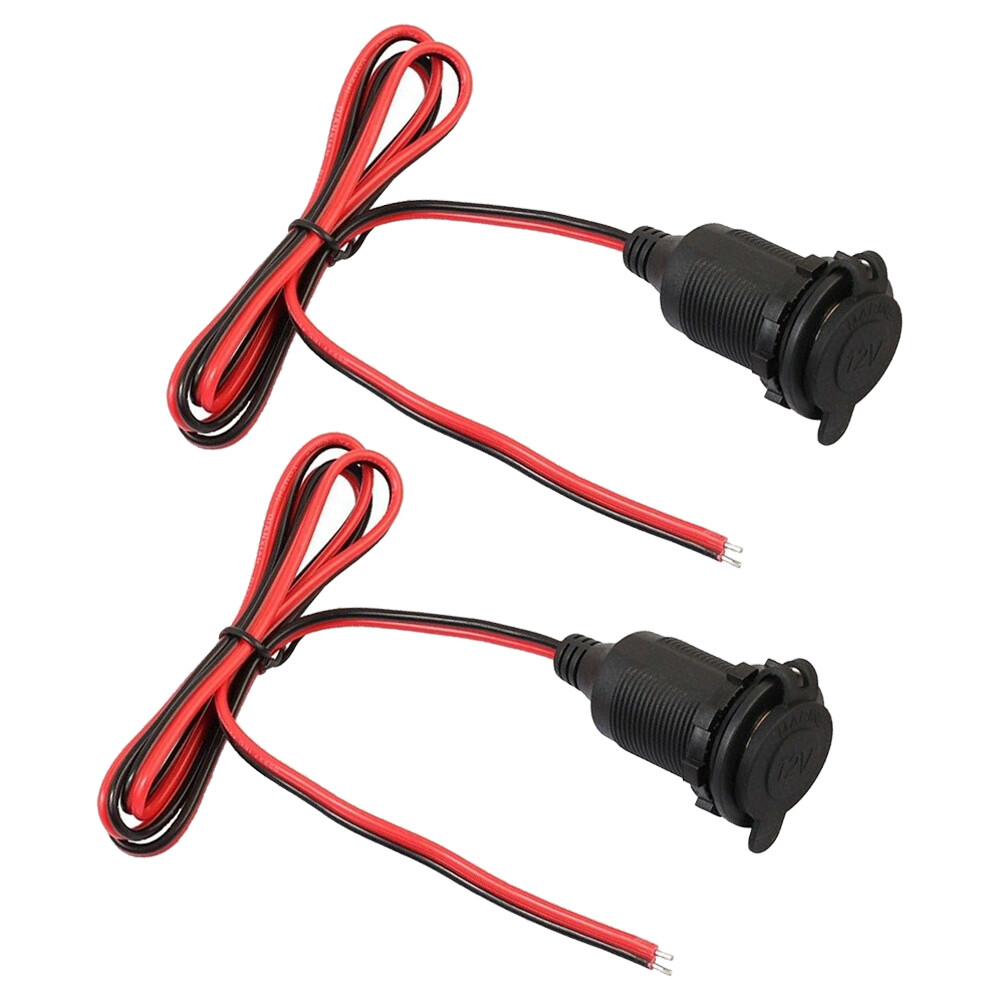 2PCS Car 12v Cigarette lighter Charger Cable Female Socket Plug Connector